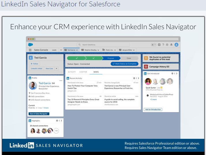 linkedin sales navigator salesforce