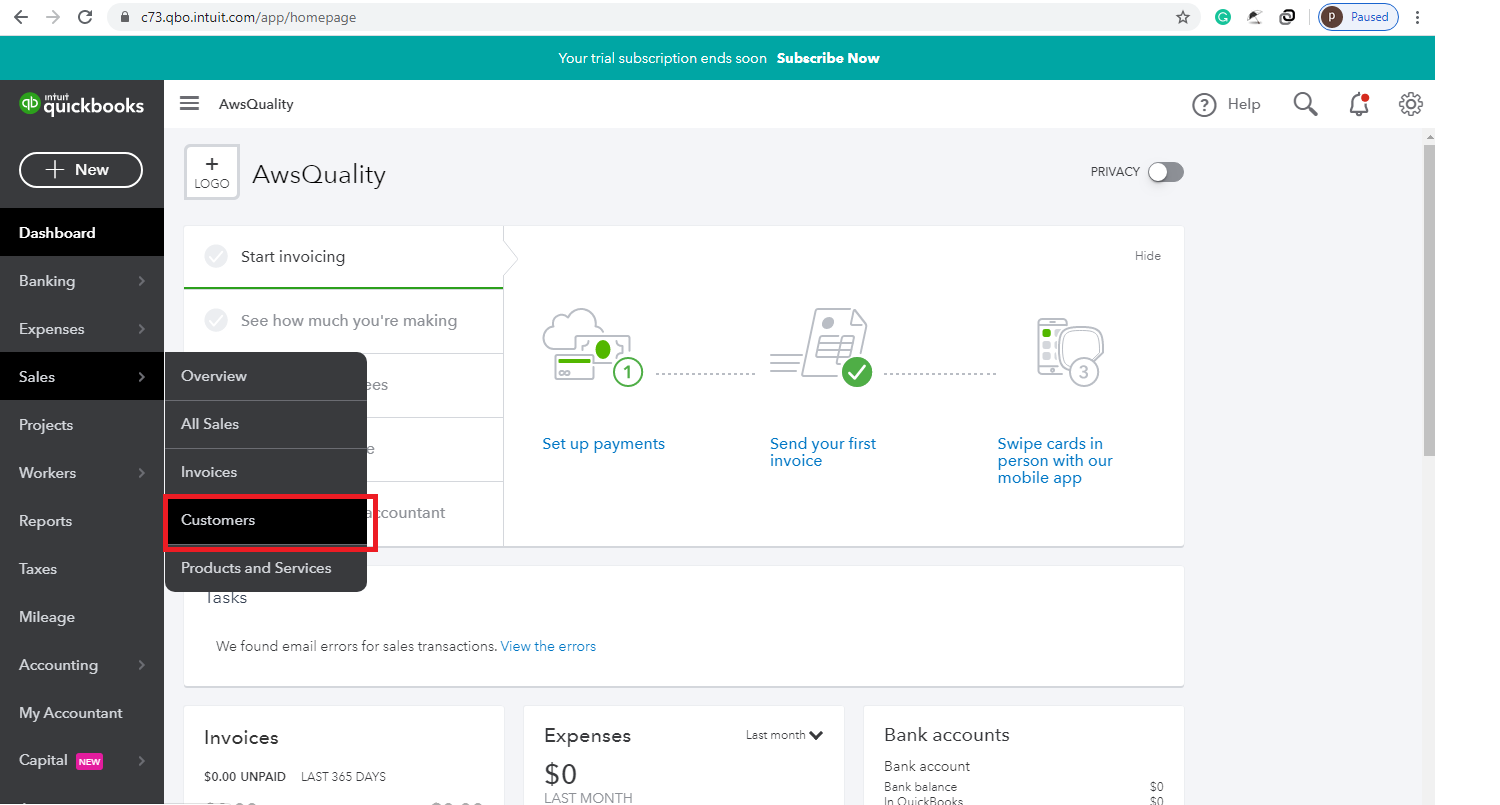 quickbook customers