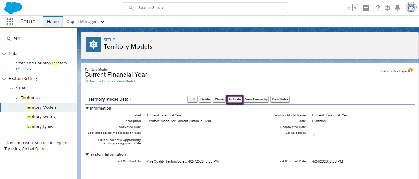 salesforce territory assignment rules not working