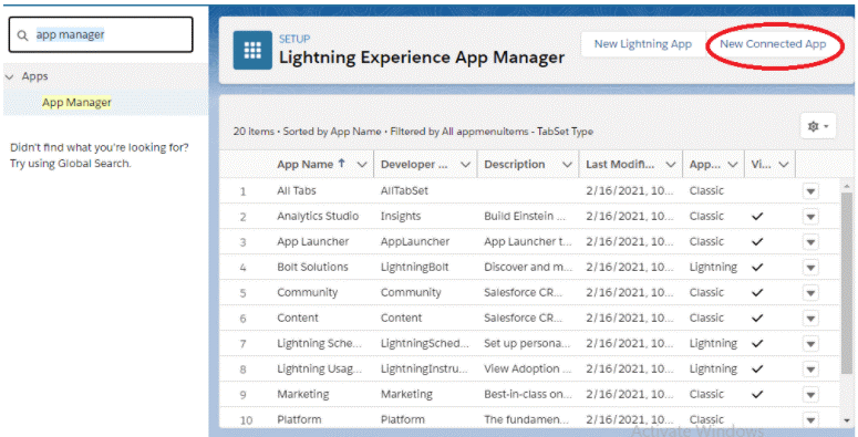 lightning experience app manager 